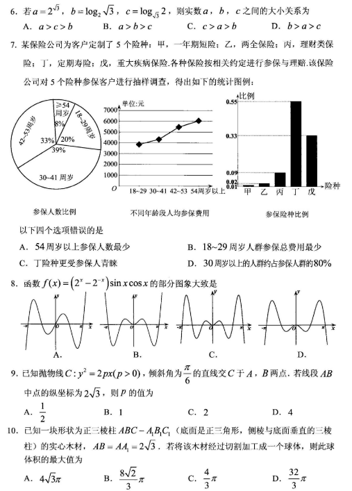 2021新疆高考理科数学押题卷（含答案）