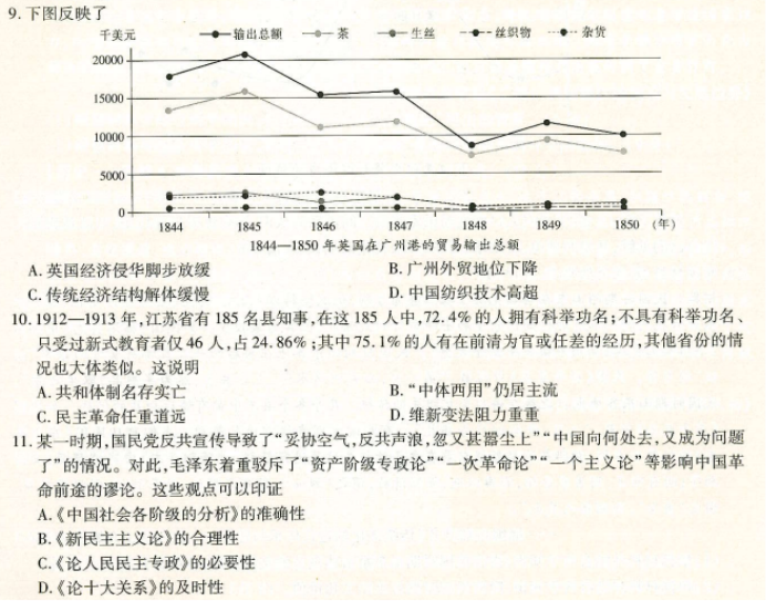 2023江西高三历史摸底试题及答案解析汇总