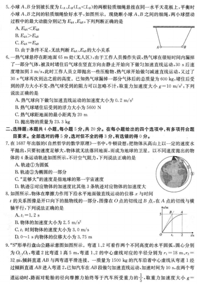 2023湖南金太阳联考物理试题及参考答案