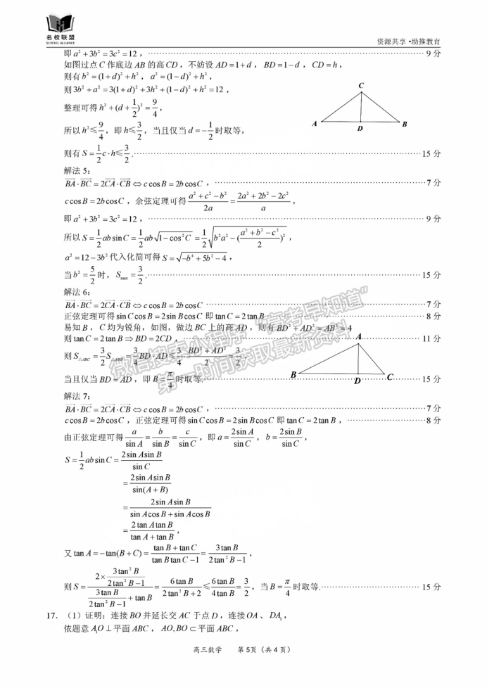 福建11月名校联盟2025届高三半期数学试题及答案