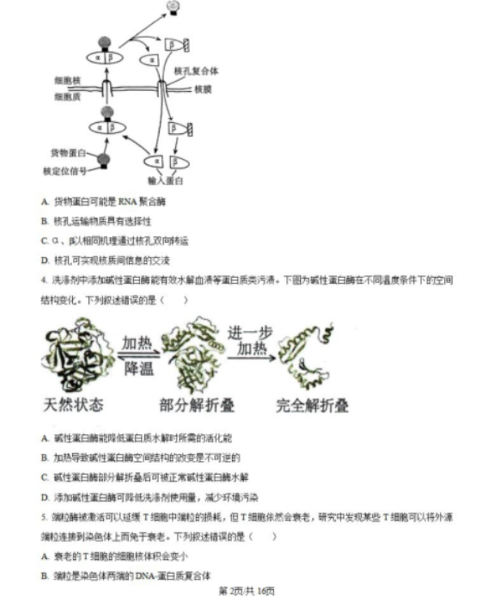 黑吉辽蒙2025届高三第一次质量检测生物试题及答案