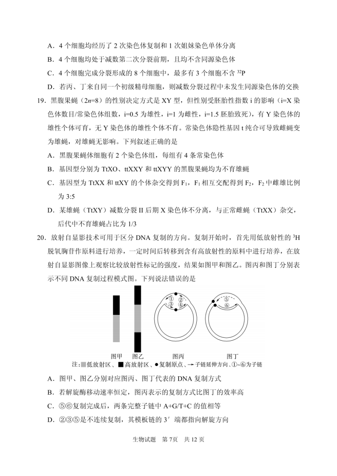 山东省实验中学2025届高三第二次诊断考试生物试题及答案