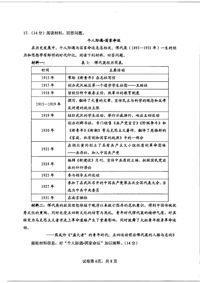 山东省实验中学2025届高三第二次诊断考试历史试题及答案