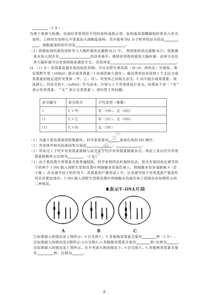 2025届江苏金太阳12月百校联考生物试题及答案参考