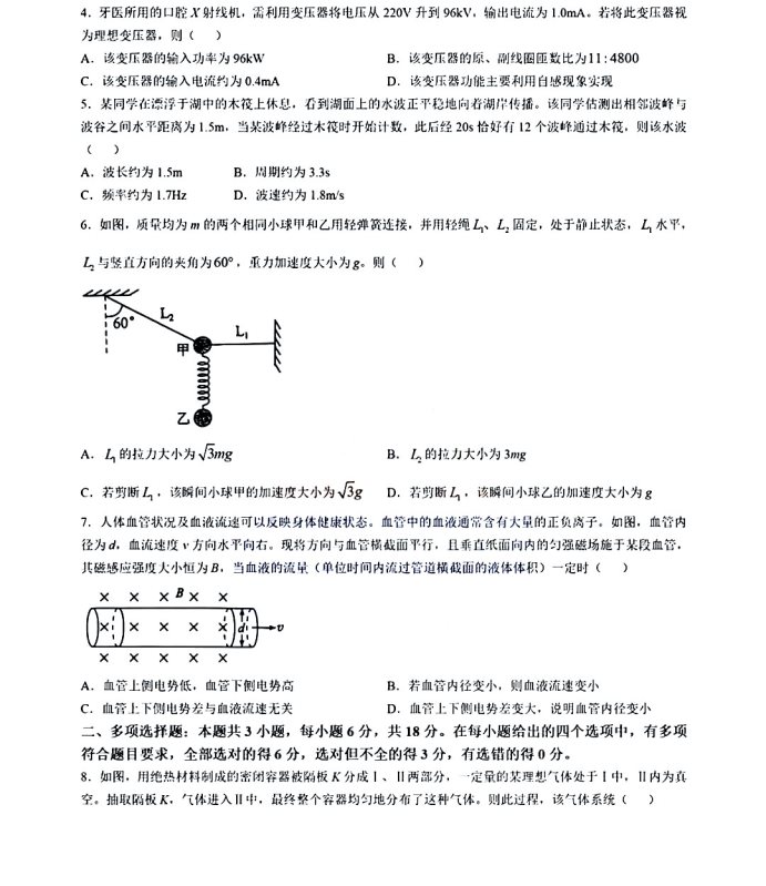 2025宁夏新高考八省联考适应性演练物理试题