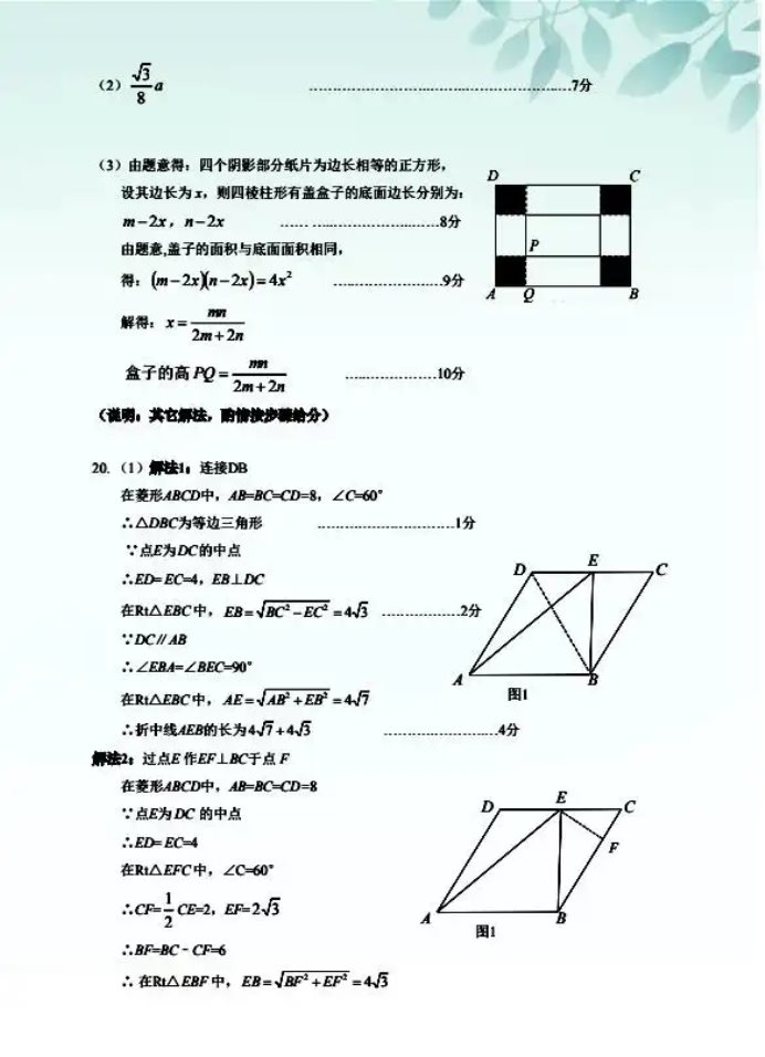 2024-2025学年深圳初三中考适应性考试数学试卷及答案