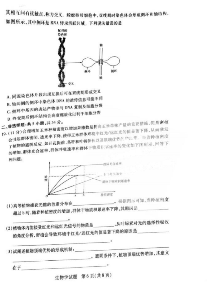 2024天一大联考高三阶段性测试生物试题及答案解析