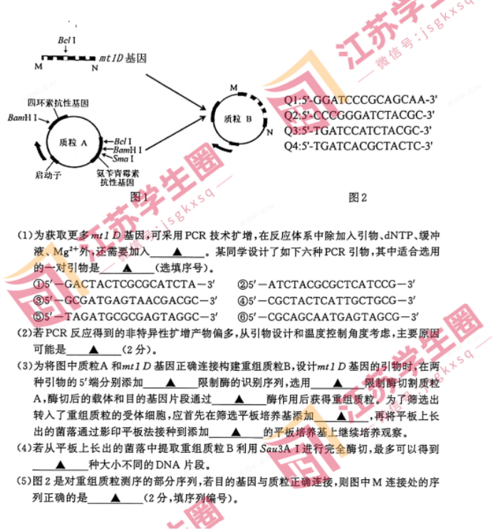 2024江苏南京高三零模考试生物试题及答案解析