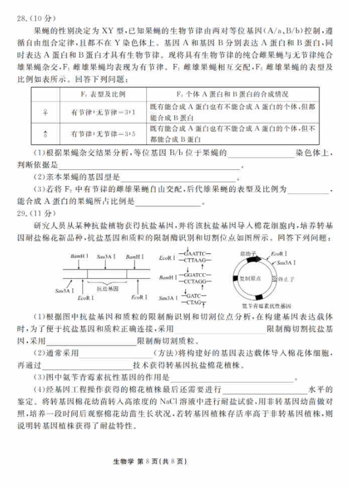 衡水金卷2024新高三摸底联考生物试题及答案解析