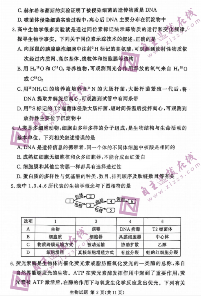 湘豫名校2024届高三9月联考生物试题及答案解析