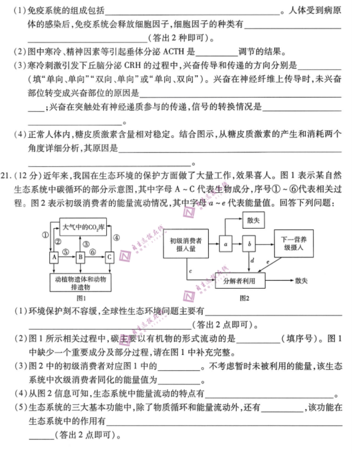 安徽皖豫名校联盟2024高三10月联考生物试题及答案解析