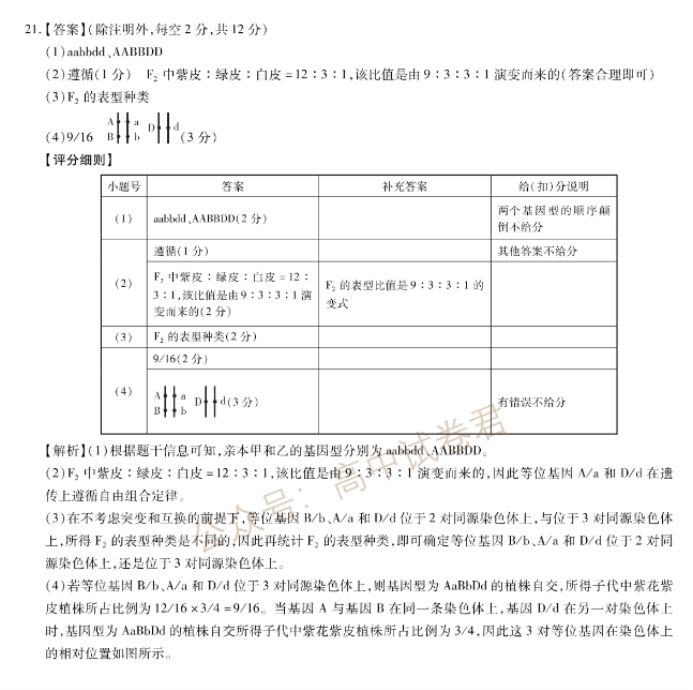 江西稳派2024高三10月联考生物试题及答案解析