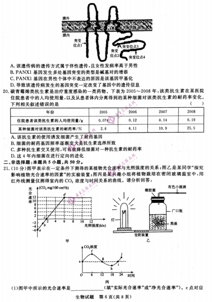 河南青桐鸣2024高三10月大联考生物试题及答案解析