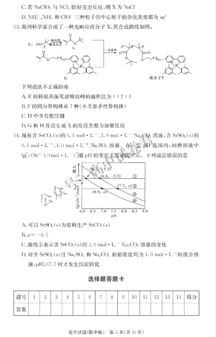 湖南师大附中2024高三月考(二)化学试题及答案解析