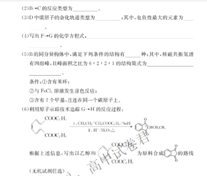 湖南师大附中2024高三月考(二)化学试题及答案解析