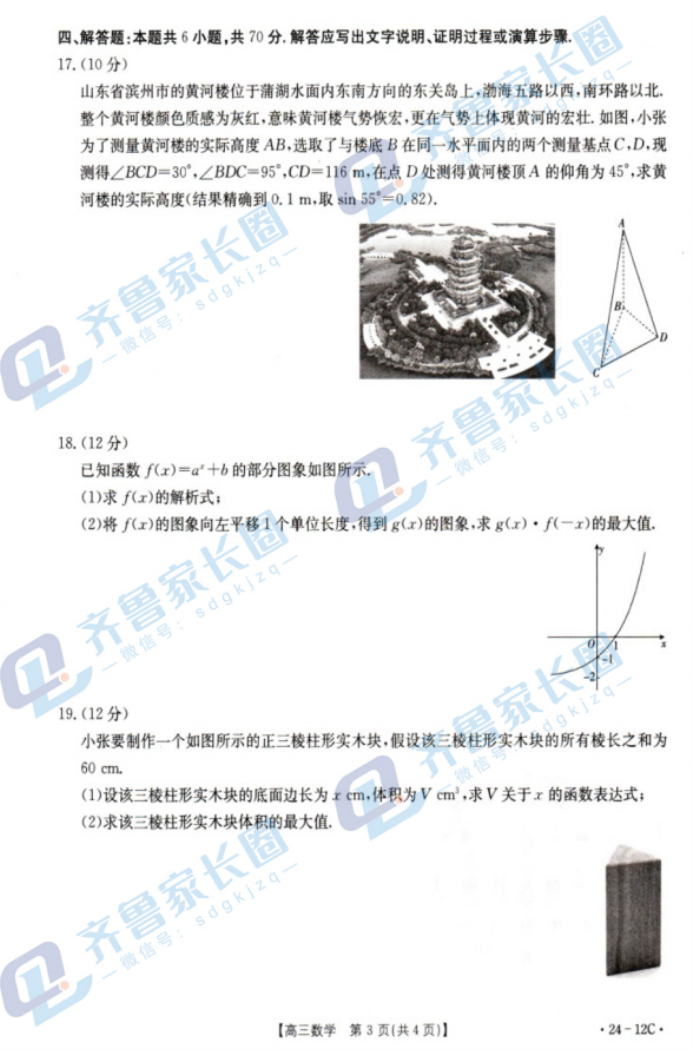 山东金太阳2024高三上学期10月联考数学试题及答案解析