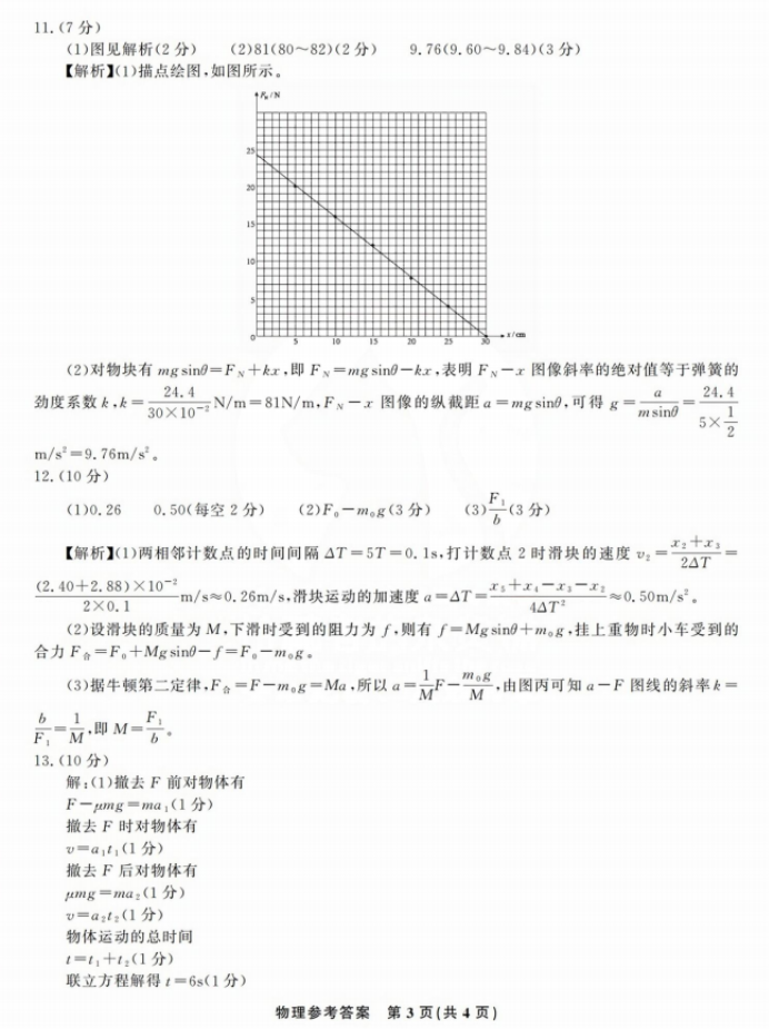 安徽皖江名校2024高三10月阶段性考试物理试题及答案解析