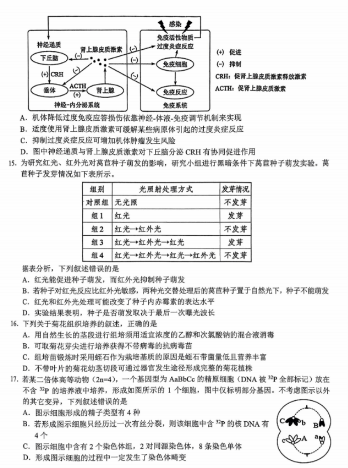 浙江新阵地联盟2024高三10月联考生物试题及答案解析