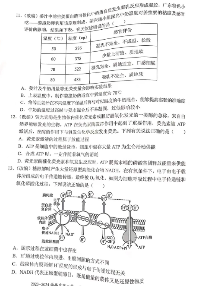 重庆七校2024高三上学期第一次月考生物试题及答案解析