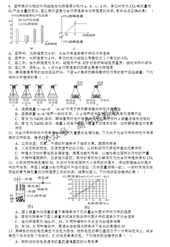 山西运城景胜学校东校区2024高三10月月考生物试题及答案