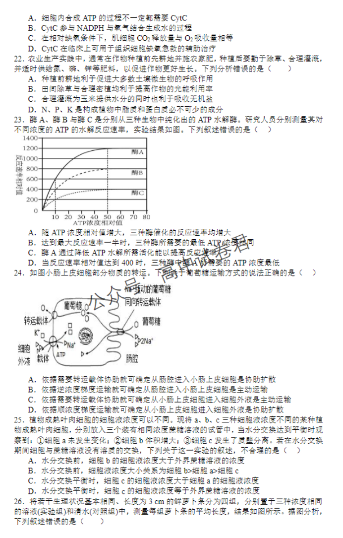 山西运城景胜学校东校区2024高三10月月考生物试题及答案