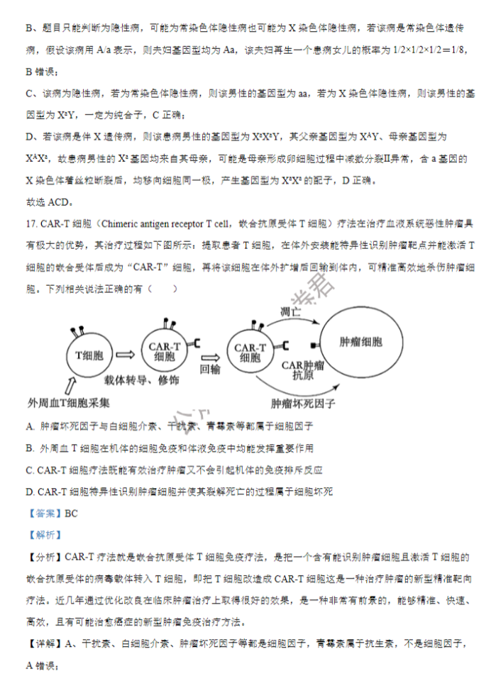 江苏海安高级中学2024高三10月月考生物试题及答案解析