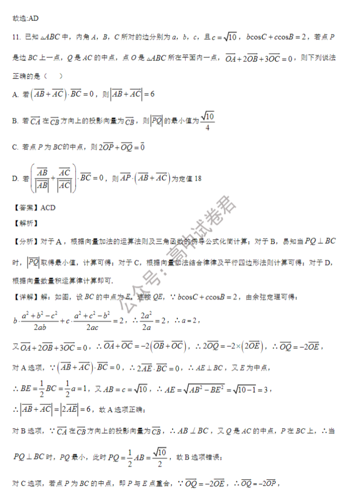 山东省禹城综合高中2024高三10月月考数学试题及答案解析