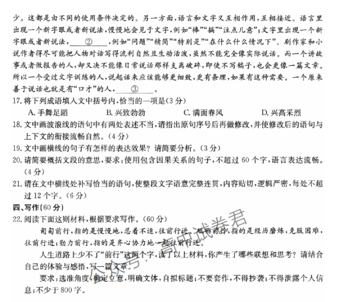 四川金太阳2024高三10月大联考语文试题及答案解析