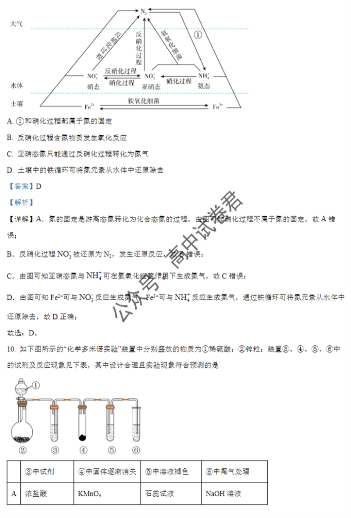 辽宁重点高中沈阳市郊联体2024高三10月月考化学试题及答案