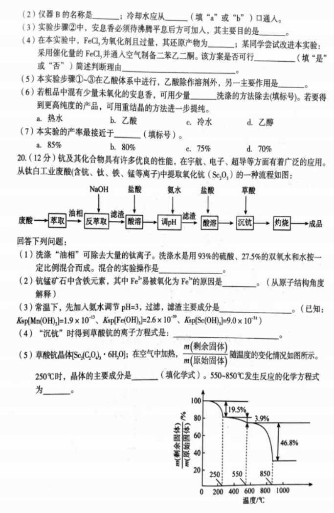 河南三门峡2024高三10月阶段性考试化学试题及答案解析