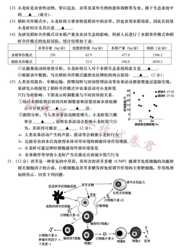 江苏南通如皋2024高二10月质量调研一生物试题及答案解析