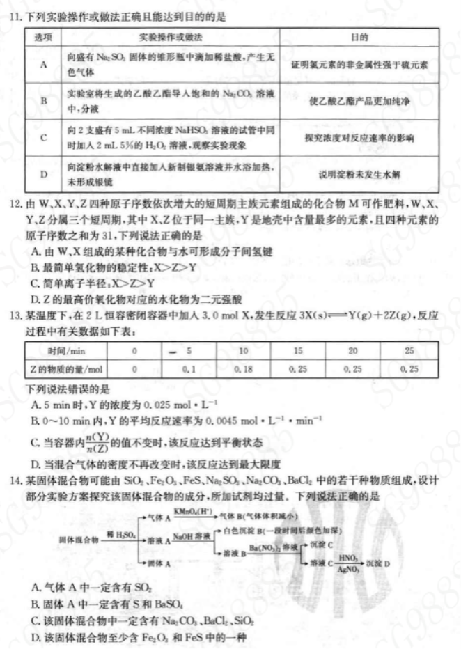 内蒙古金太阳2024高三10月联考化学试题及答案解析