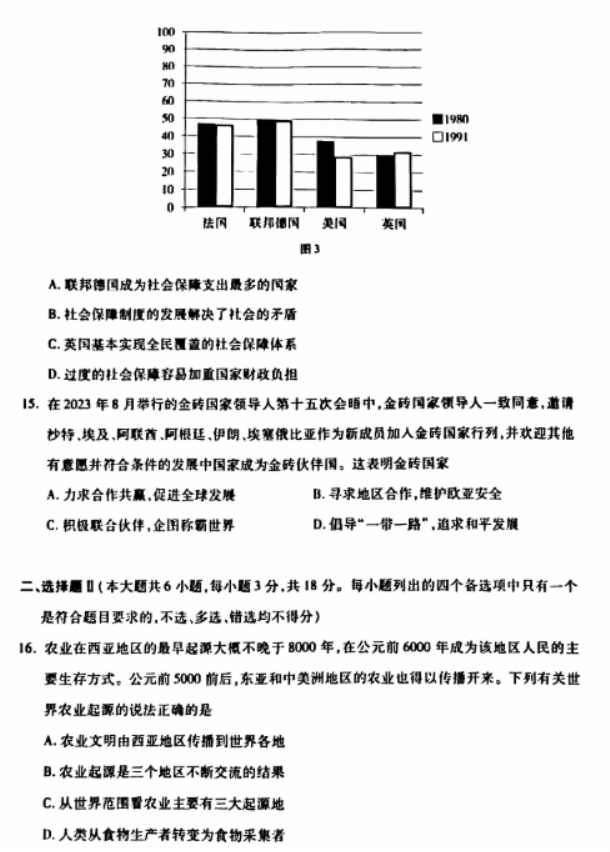 浙江杭州市2024高三11月一模考试历史试题及答案解析