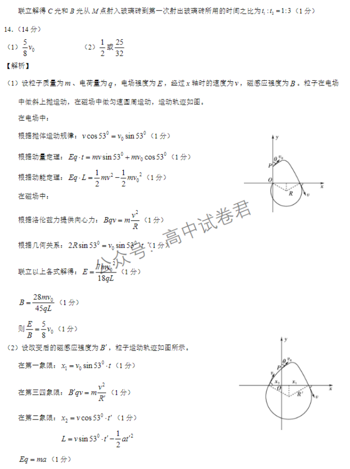 湖北名校联考2024高三11月期中考试物理试题及答案解析