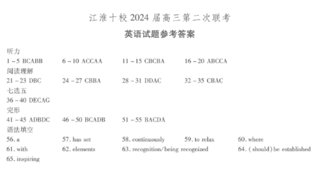 安徽江淮十校2024高三第二次联考英语试题及答案解析