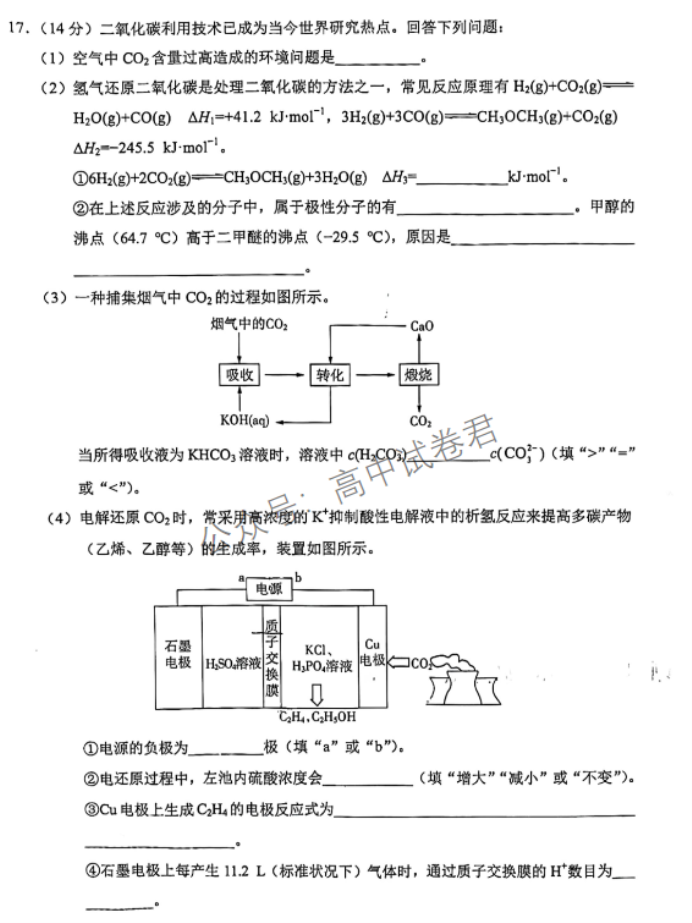 xkw辽宁专用2024高三11月大联考化学试题及答案解析