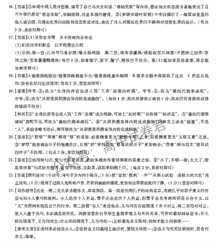 江西稳派2024高三11月一轮总复习调研语文试题及答案解析