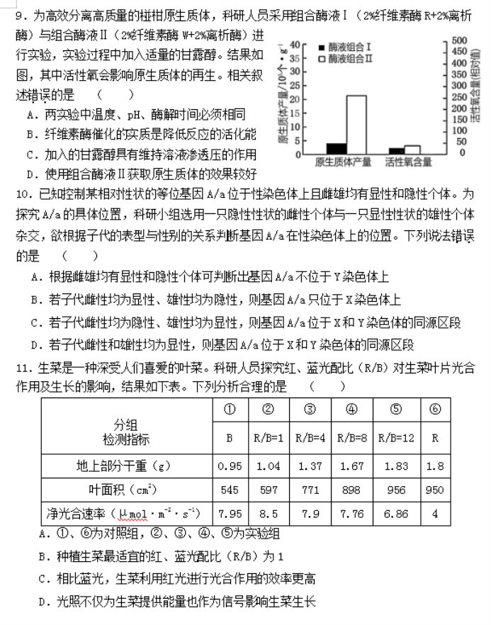 福建福州八县市一中2024高三期中联考生物试题及答案解析