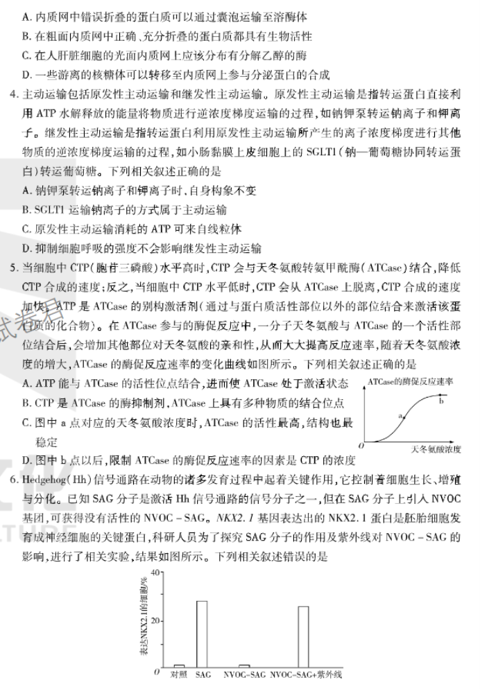 安徽卓越县中联盟2024高三11月期中考生物试题及答案解析