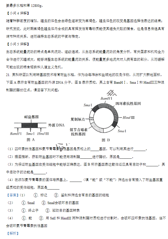 广西贵百河三市2024高三11月调研联考生物试题及答案解析