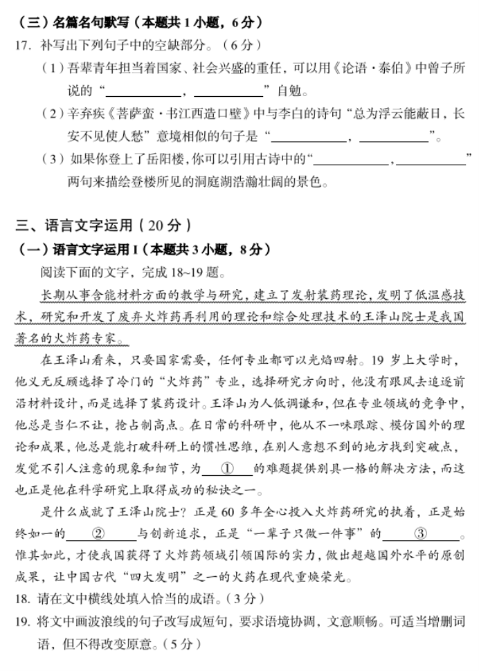 湖南省A佳教育2024高三11月联考语文试题及答案解析