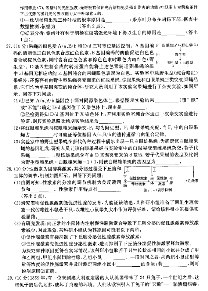 河南省许平汝名校2024高三期中联考生物试题及答案解析