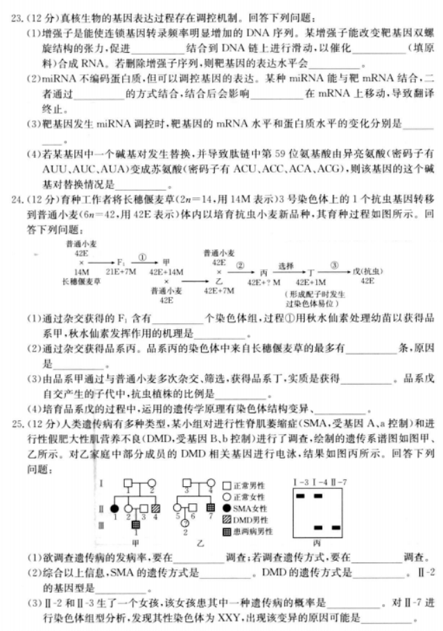 陕西金太阳2024高三11月联考(172C)生物试题及答案解析