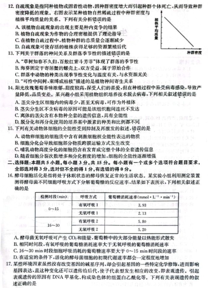 辽宁省部分学校2024高三12月联考生物试题及答案解析