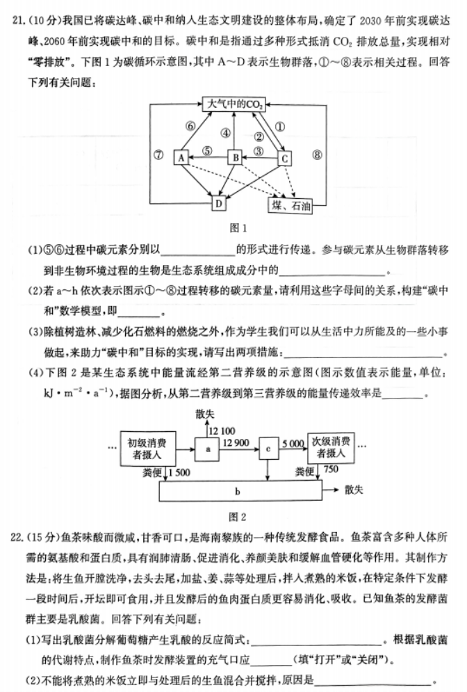 河北2024高三12月学业选择性考试模拟生物试题及答案解析