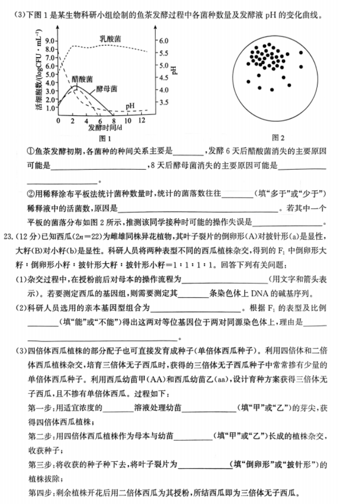 河北2024高三12月学业选择性考试模拟生物试题及答案解析