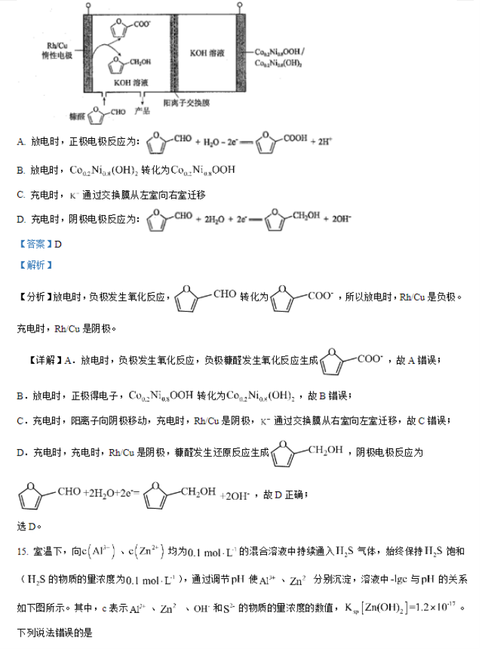 黑龙江2024新高考九省联考化学试题及答案解析【最新整理】