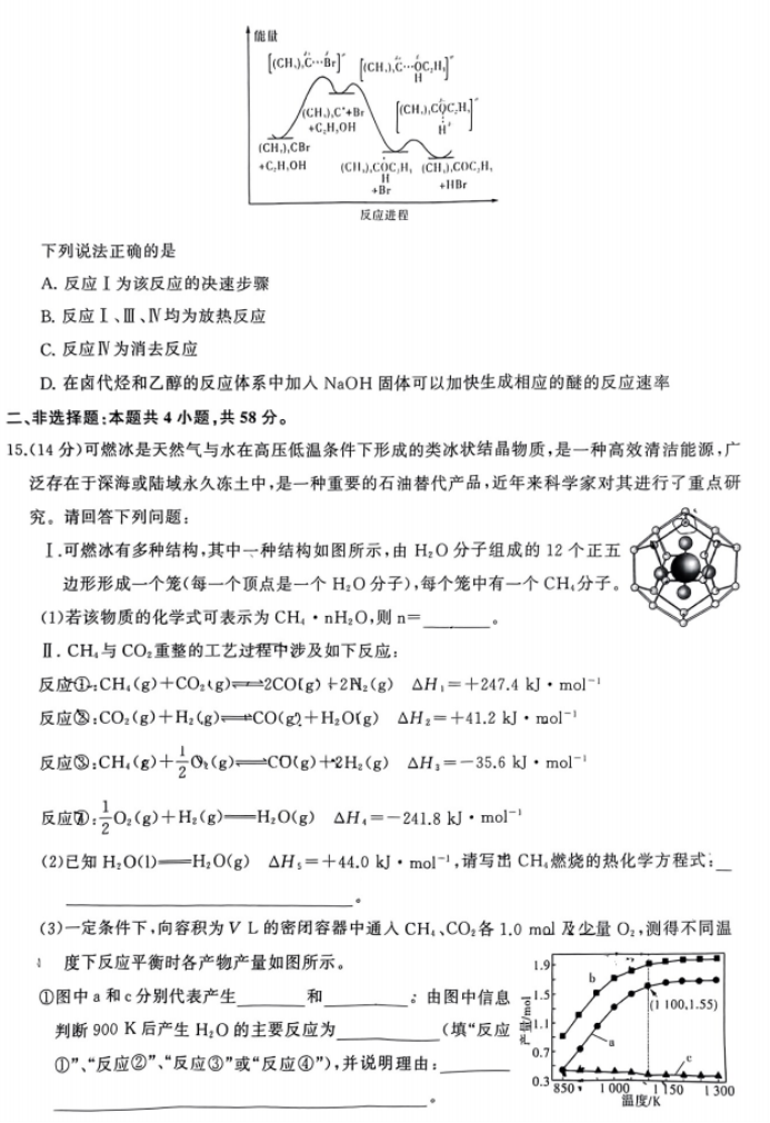 湖南三湘名校联盟2024高三入学摸底考化学试题及答案解析