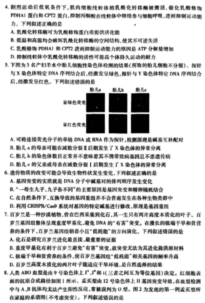 武汉五调2024高三五月模拟押题训练生物试题及答案解析