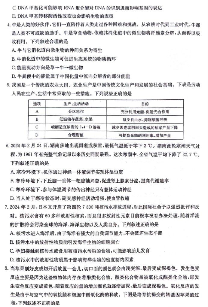 湖南炎德名校联合体2024高三考前押题生物试题及答案解析